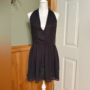 Altar'd State Black Beaded Backless Halter Dress size M